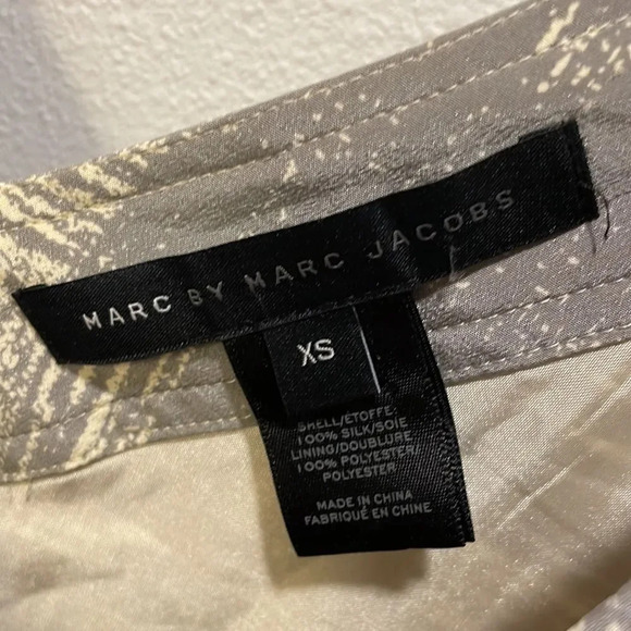 Marc by Marc Jacobs Ballon cream and grey silk dress - Picture 5 of 11